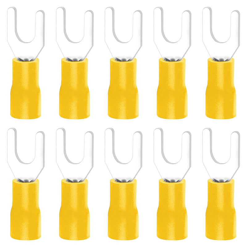 Install Bay YVST8 Yellow Vinyl 12-10 Gauge #8 Spade Terminals (100/pk)