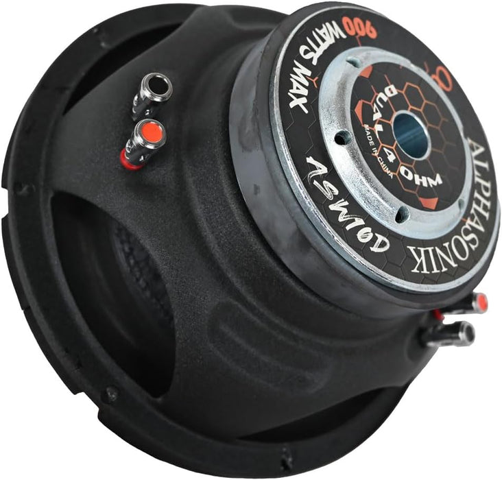 Alphasonik ASW10D AS Series 10" 900 Watts Max / 300 Watts RMS Dual 4 Ohm Car Subwoofer (Single)