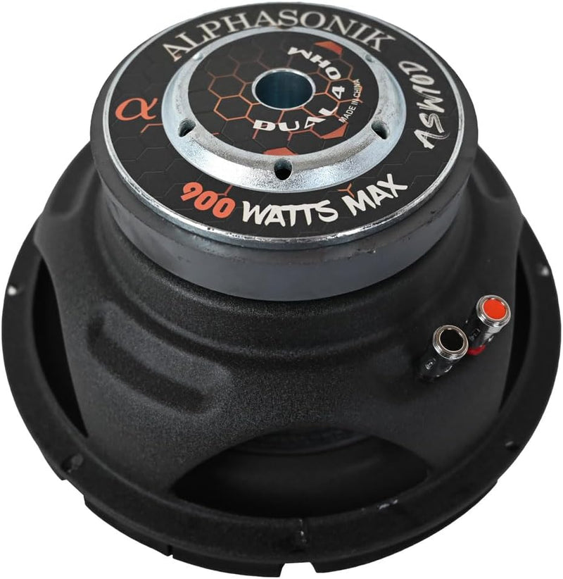 Alphasonik ASW10D AS Series 10" 900 Watts Max / 300 Watts RMS Dual 4 Ohm Car Subwoofer (Single)