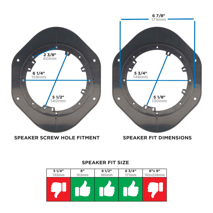 Metra 82-5607 6.5" Front Door Speaker Adapters for 2015-up Ford F-150