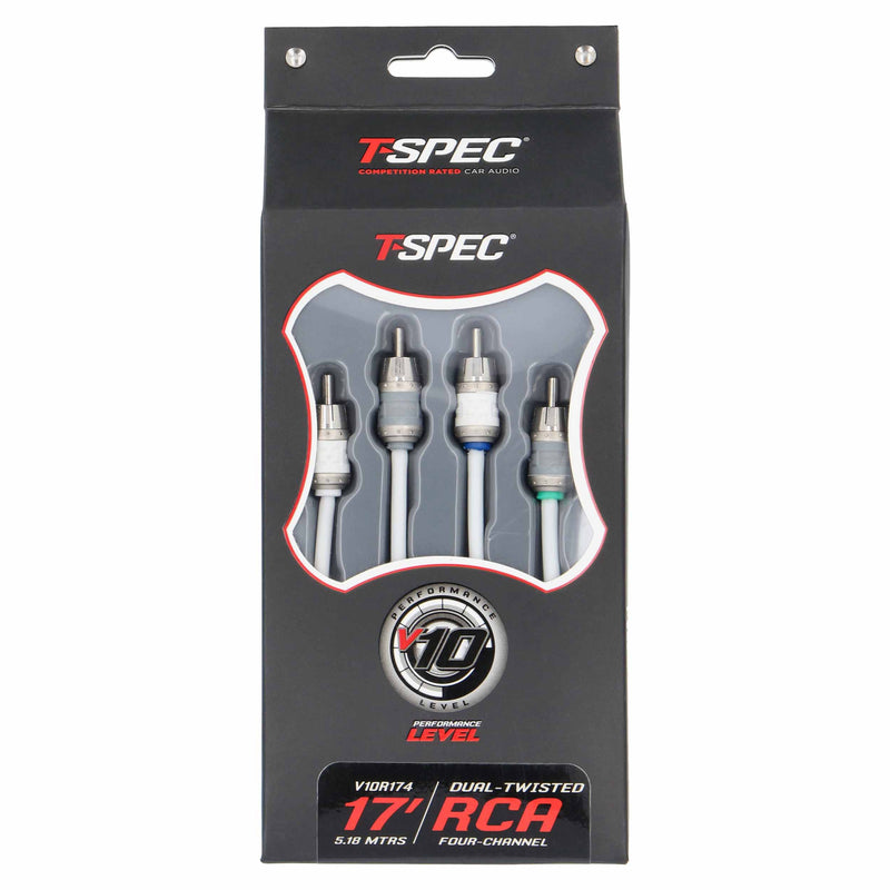T-Spec V10R174 v10 Series 4-Channel Marine Grade Ultra-flexible RCA Audio Cable 17FT