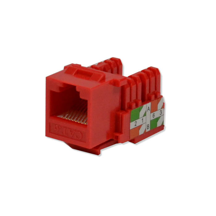 LOGICO KJ6226 Cat6 Keystone Jacks Red with Dust Cap – 22-26 AWG PCB Female RJ45 Connectors (10-100 Pack)