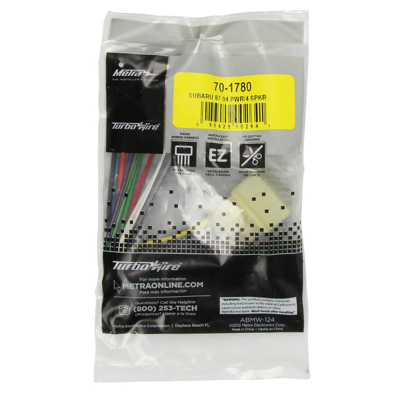 Metra 70-1780 Power 4 Speaker Wire Harness for Select 1987-1994 Subaru