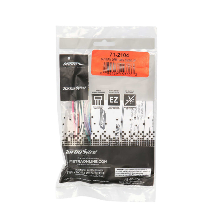 Metra 71-2104 14/16 Inch Pin OEM Radio Harness for Select GM 2006-Up