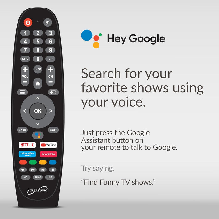 Supersonic SC-3250GTV 32 inch Smart Google FHD DLED TV 1080p HDMI Wi-Fi Bluetooth