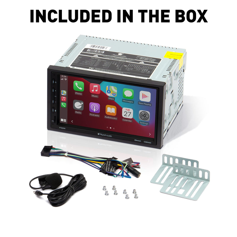 Planet Audio P70CPA 2DIN6.75 Inch Bluetooth Apple CarPlay Android Auto Digital Media Receiver