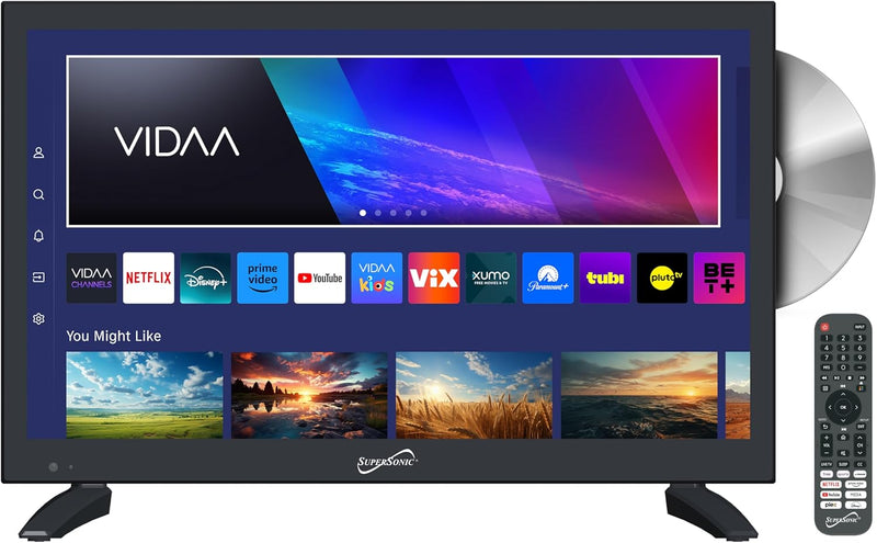 Supersonic SC-1926DVD 19-inch LED Smart HDTV 1080p w/DVD Player WiFi USB