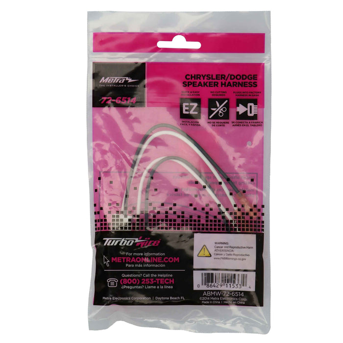 Metra 72-6514 Speaker Harness for Select Chrysler/Dodge 1990-Up (pair)