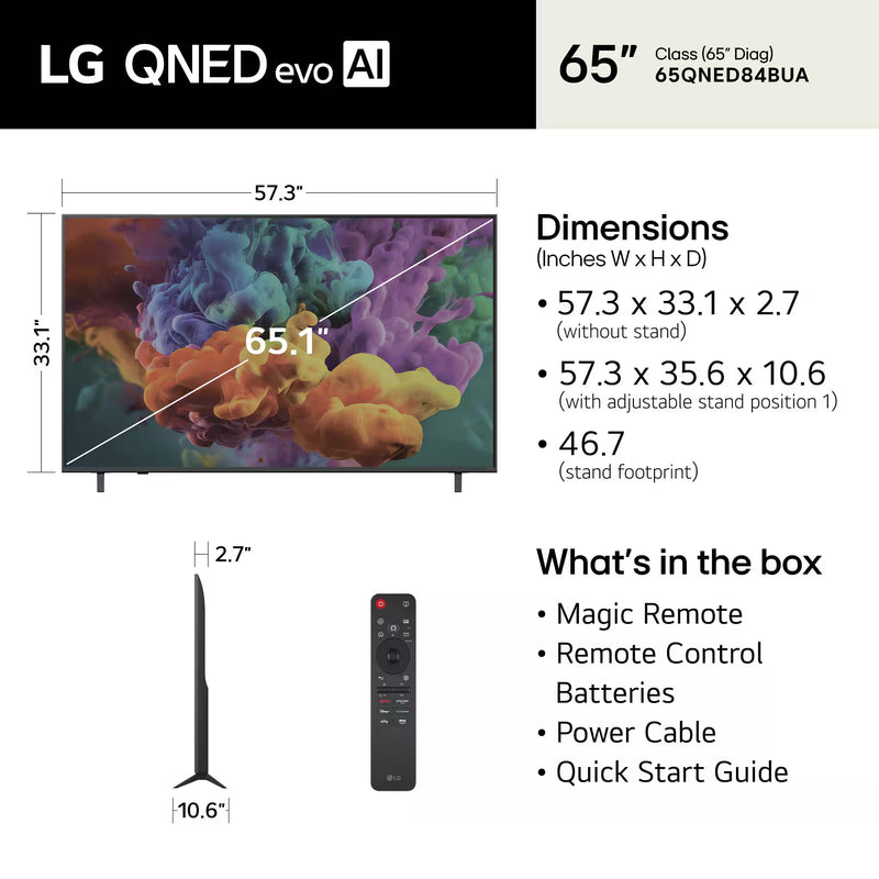 LG 75" Class QNED 84B Series evo AI Mini LED 4K Smart TV 2026 (75QNED84BUA)