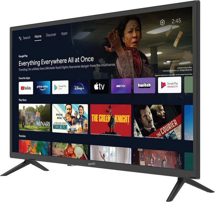 Supersonic SC-3250GTV 32 inch Smart Google FHD DLED TV 1080p HDMI Wi-Fi Bluetooth