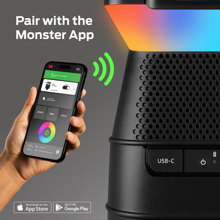 Monster Solar X Solar Powered Portable Bluetooth Speaker with 360 Degree Sound LED Lights