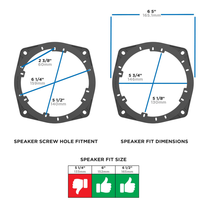 Metra 82-7001 6-6.5" Speaker Adapter Plate For Select Mitsubishi 1999-2012 (Pair)