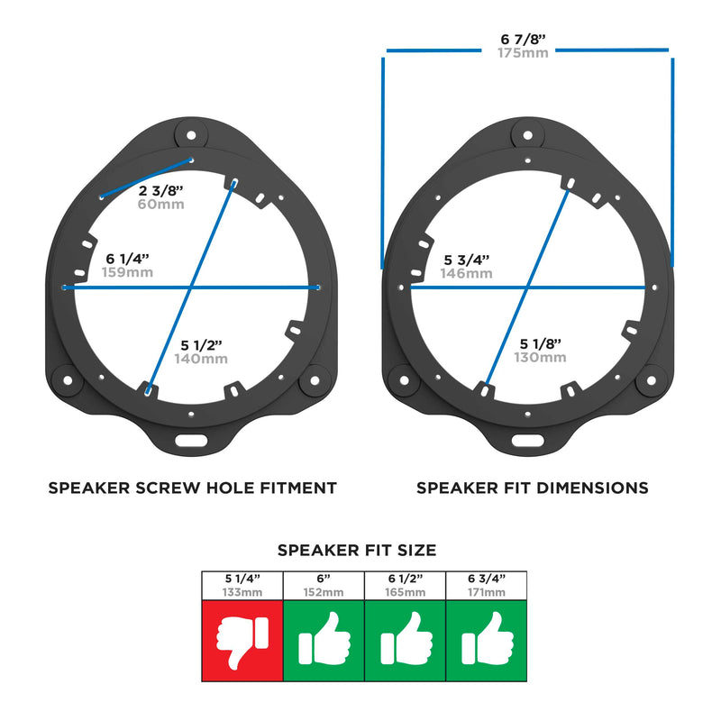 Metra 82-9104 6-6.75" Speaker Adapter Plate For Select Audi 2018-2024 (Pair)