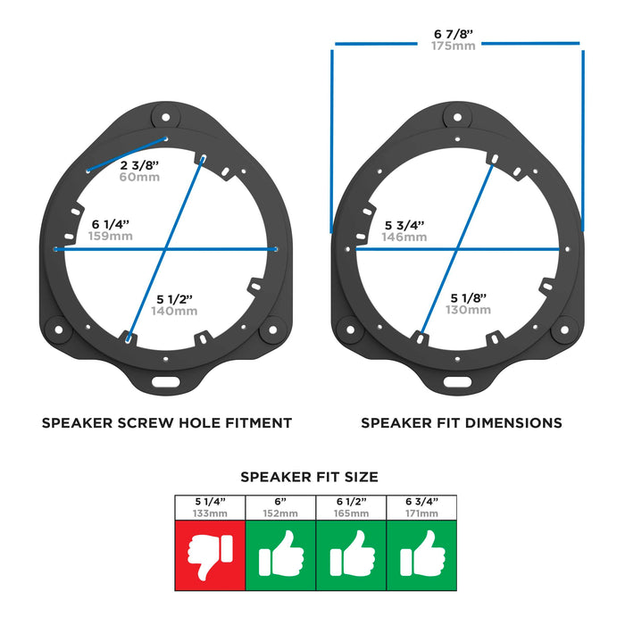 Metra 82-9104 6-6.75" Speaker Adapter Plate For Select Audi 2018-2024 (Pair)