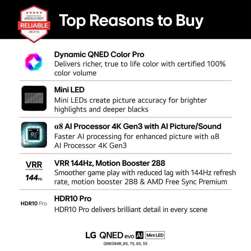 LG 65" Class QNED 84B Series evo AI Mini LED 4K Smart TV 2026 (65QNED84BUA)