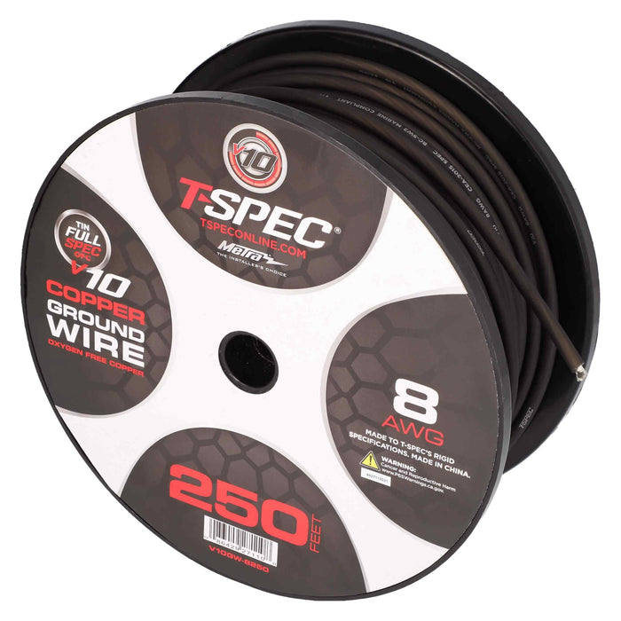 T-Spec V10GW-8250 8 AWG OFC Power Wire v10 SERIES - 250ft  Matte Black