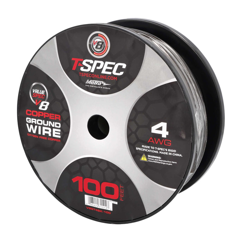 T-Spec V8GT4BK-100 V8GT Series 4 Gauge 25-100 Ft OFC Ultra-Flexible Power Wire Black
