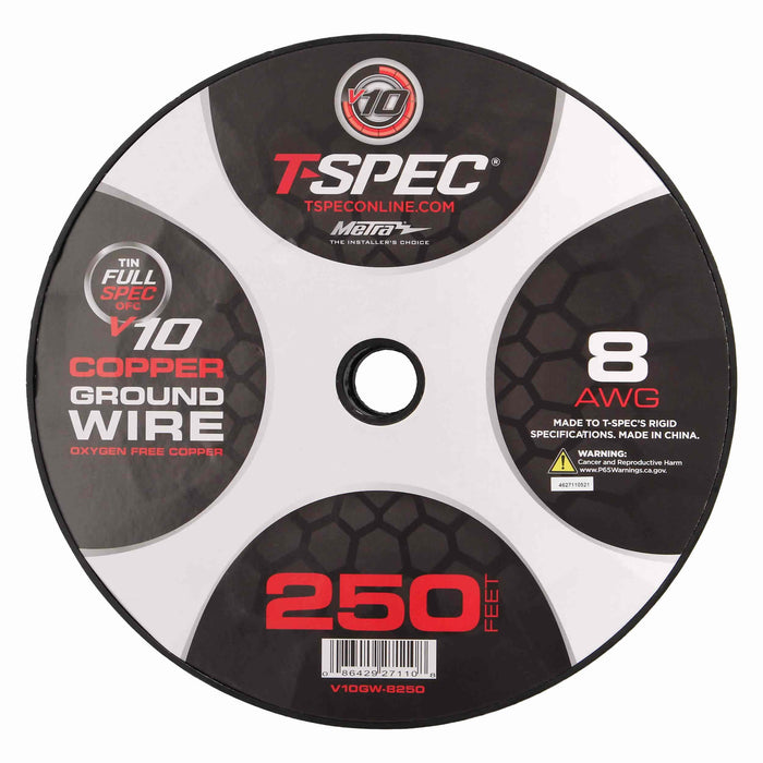 T-Spec V10GW-8250 8 AWG OFC Power Wire v10 SERIES - 250ft  Matte Black