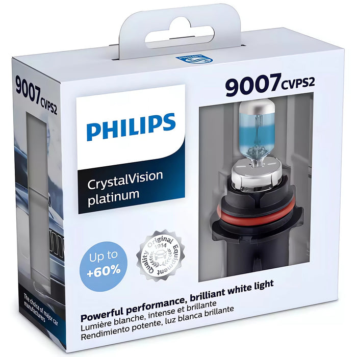 Philips 9007 CVPS2 CrystalVision Platinum 55W 12V Car Headlight Bulb (Pack of 2)