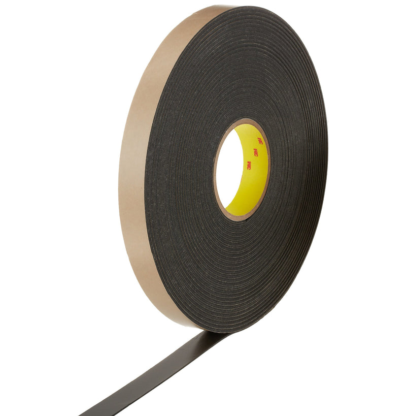 3M 4496B 1" x 36 Yards Double Sided Coated Polyethylene Foam Adhesive Tape, Black