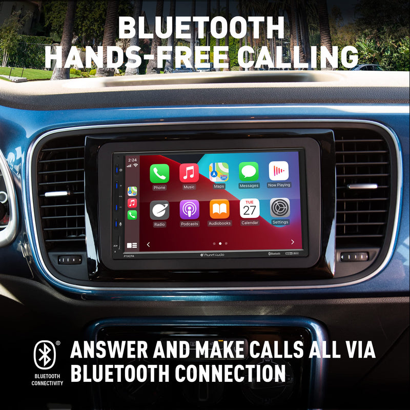 Planet Audio P70CPA 2DIN6.75 Inch Bluetooth Apple CarPlay Android Auto Digital Media Receiver