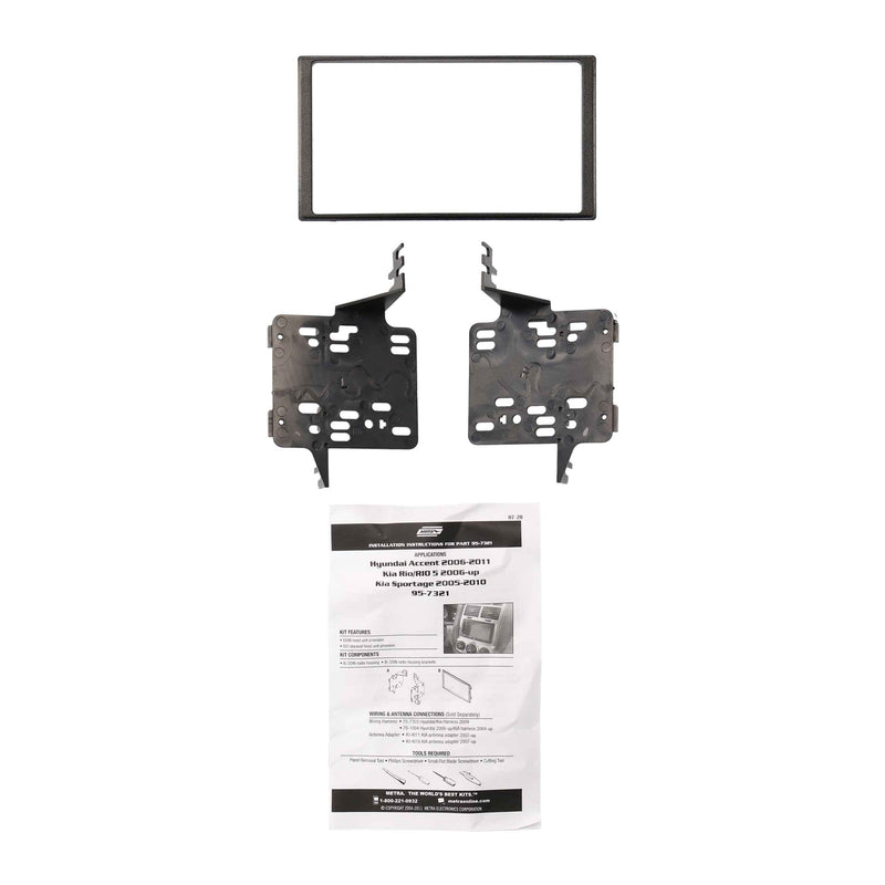 Metra 95-7321 Double DIN Stereo Dash Kit for Select Hyundai/Kia - Accent 2006-2011/Rio 2006-2011/Sport 2005-2010