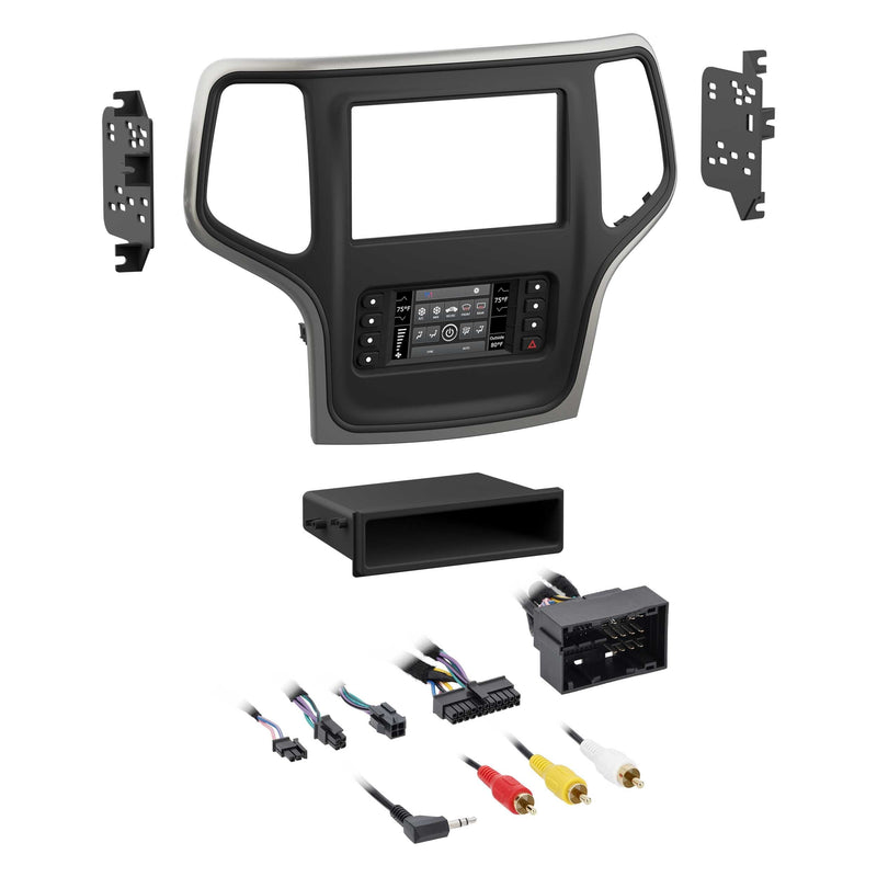 Metra 99-6536S Single or Double DIN Dash Kit for select 2014-2021 Jeep Grand Cherokee (Silver)