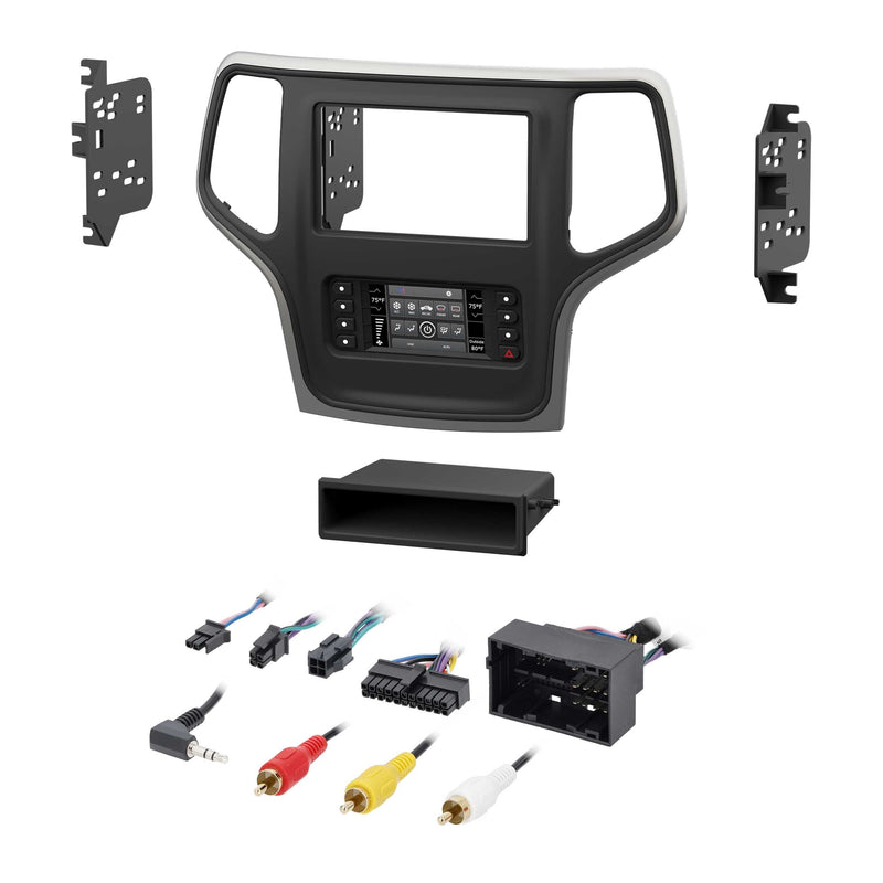 Metra 99-6536S Single or Double DIN Dash Kit for select 2014-2021 Jeep Grand Cherokee (Silver)