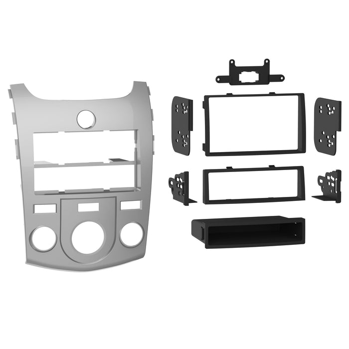 Metra 99-7338S Silver 1 or 2 DIN Dash Kit for Select 2010-13 Kia Forte