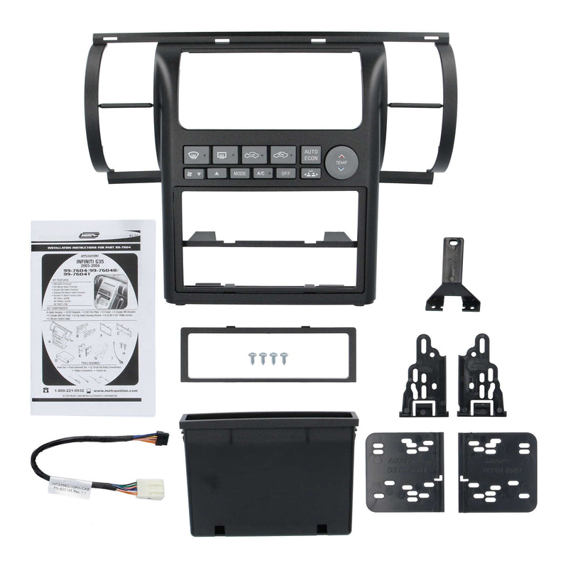 Metra 99-7604B Black Single or Double DIN Dash Kit for select 2003-2004 Infiniti G35 w/out Navi