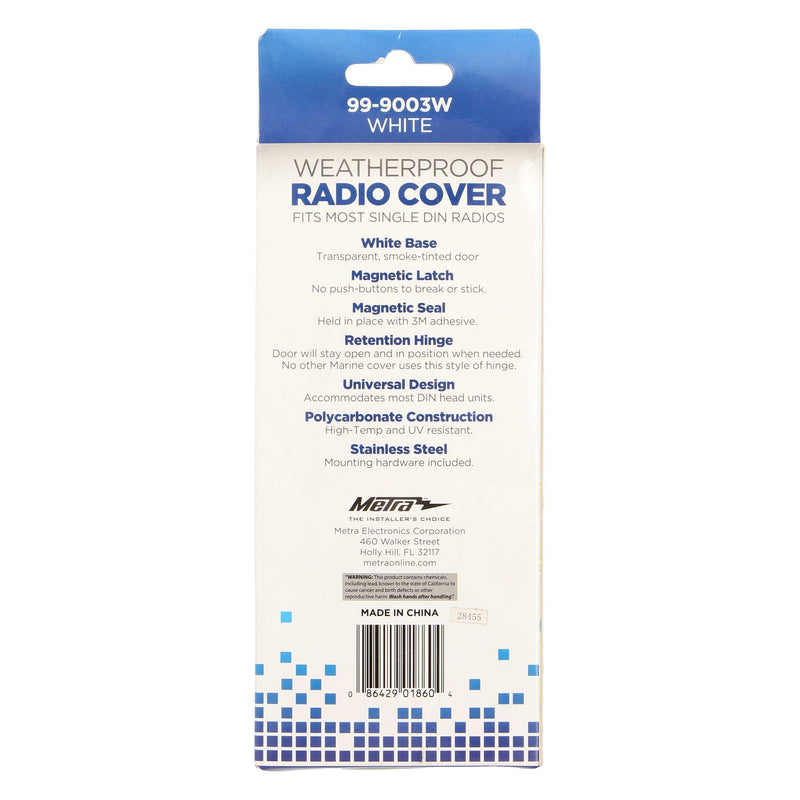 Metra 99-9003W White Weatherproof Marine Cover for Single DIN Radios