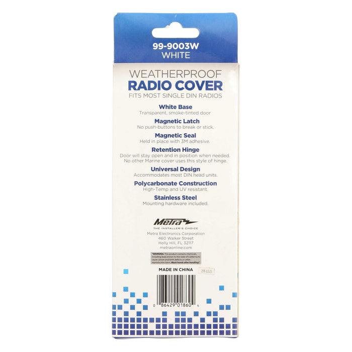 Metra 99-9003W White Weatherproof Marine Cover for Single DIN Radios