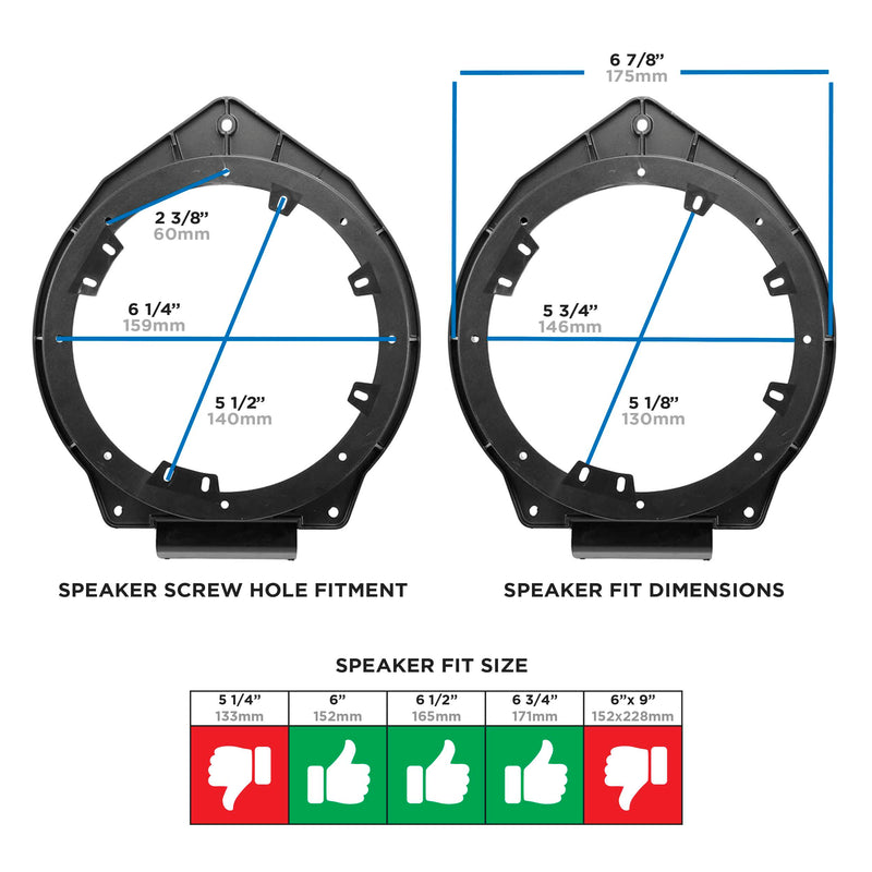 Metra 82-3006 6"-6.75" Speaker Adapter for 2005-up GM Vehicles (pair)