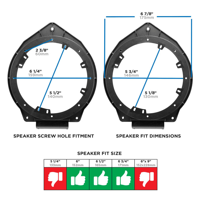 Metra 82-3006 6"-6.75" Speaker Adapter for 2005-up GM Vehicles (pair)