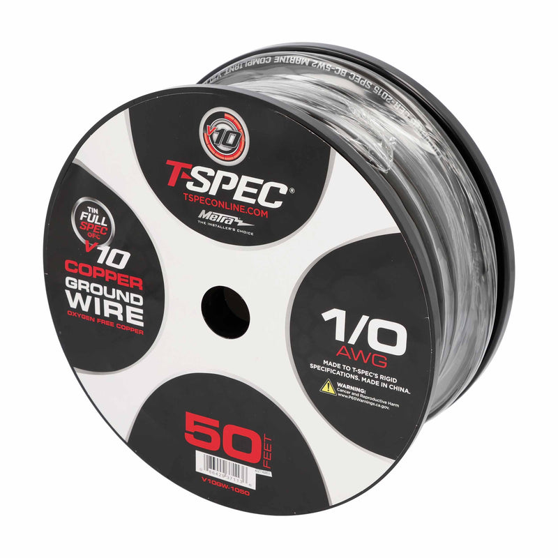 T-Spec V10GW-1050 1/0 AWG OFC Power Wire - v10 SERIES - 50ft Matte Black