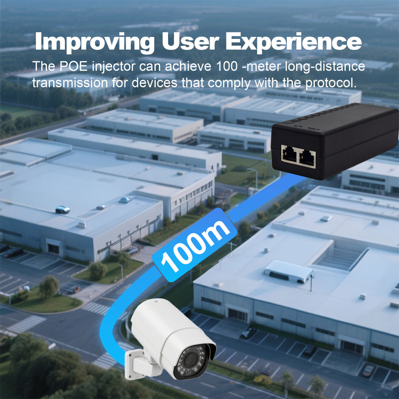 Mini Gigabit PoE Injector Adapter Single Channel 30W/15.4W up to 328ft Range