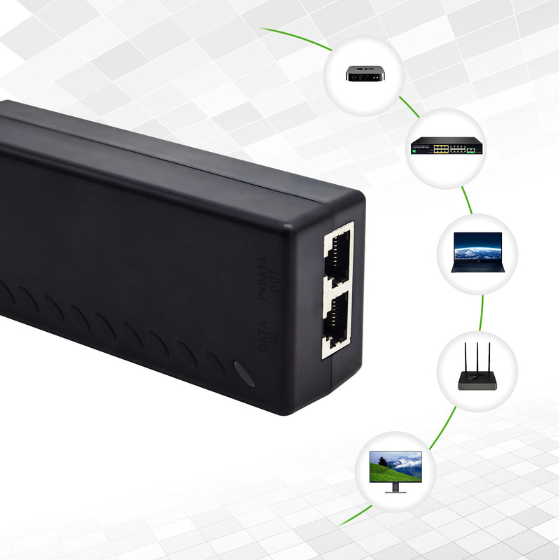 Mini Gigabit PoE Injector Adapter Single Channel 30W/15.4W up to 328ft Range