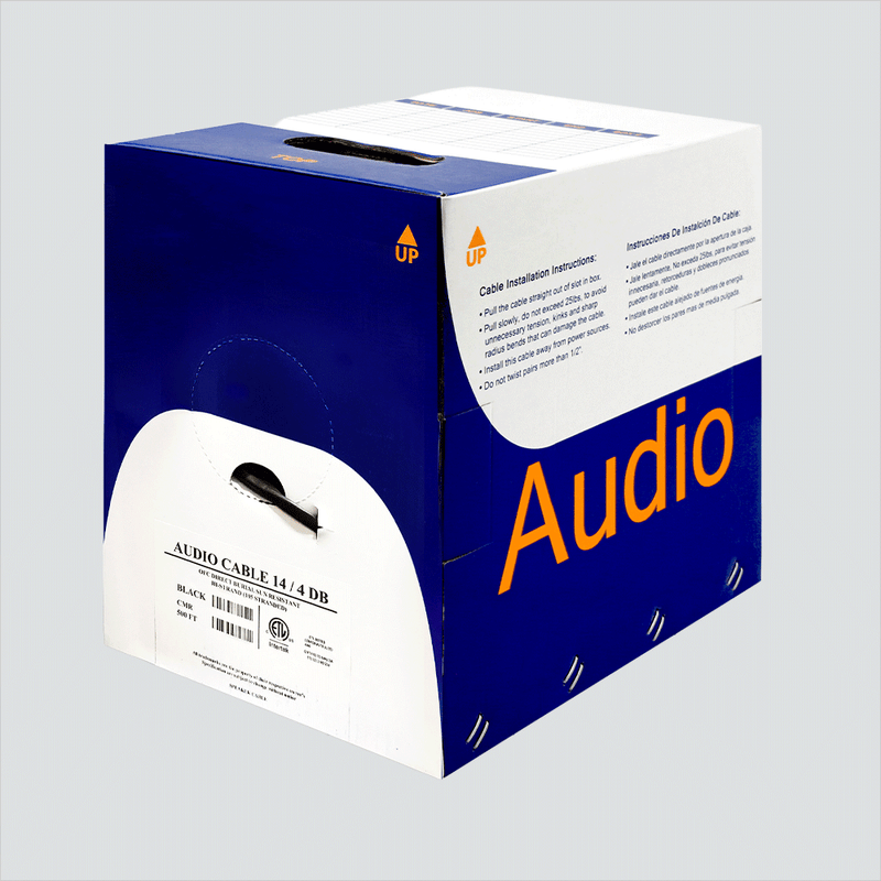 Wavenet AC1404OSPBK3-500 14AWG 4 Conductors (65) Glossy PVC Audio Cable RIB (Reel-In-Box) 500Feet -Black