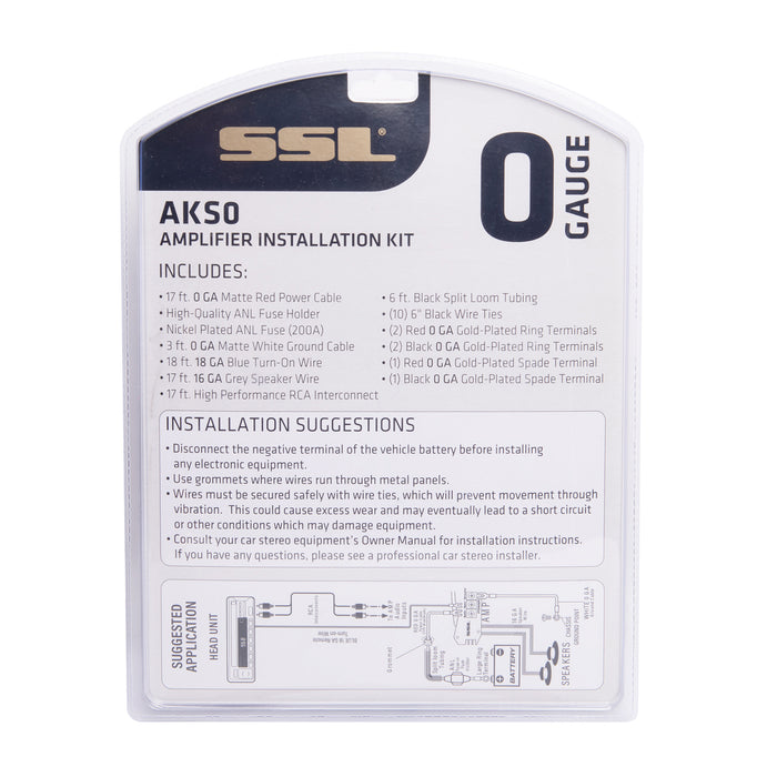 SSL AKS0 Car Audio 1/0 Gauge Complete Amplifier Installation Wiring Kit