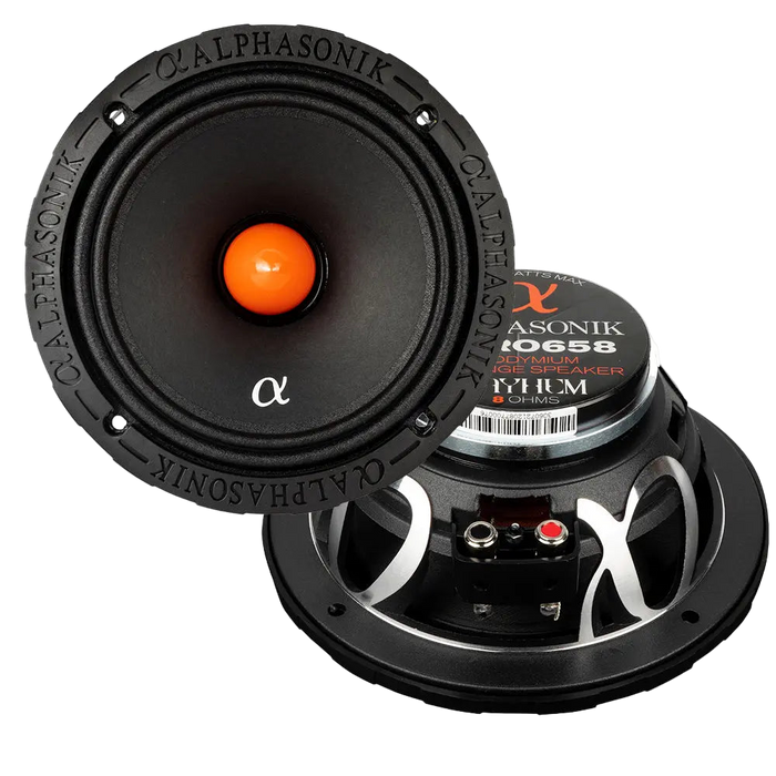 Alphasonik MPRO658 Mayhem Series 6.5" Midrange Speakers 1400W 8 Ohm Neodymium Pair