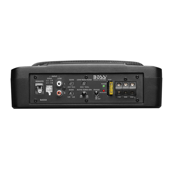 BOSS Audio BASS8 8" 800W Low Profile Under Seat Powered Car Subwoofer Built in Amplifier, Remote Control