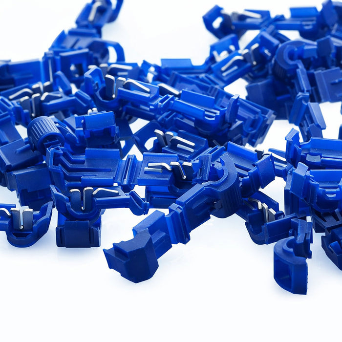 The Install Bay BTT 16-14 Gauge AWG Blue Insulation Displacement T-Tap Connector 100 Pack