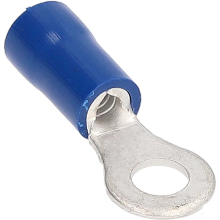 The Install Bay BVRT8 Blue Vinyl 16-14 Gauge #8 Ring Terminal (100/pk)