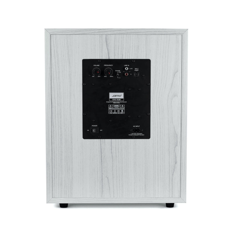 Jamo C912 12" Front-Firing Polyfiber Woofer 400W Class D AMP Powered Subwoofer Matte White