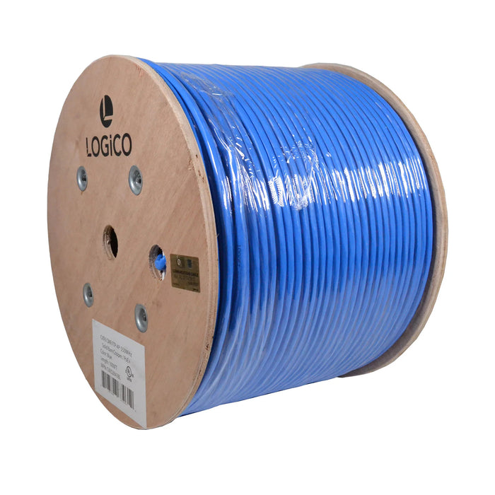 Logico 1000ft Cat6 FTP Shielded Riser CMR 550Mhz Pure Copper Bulk Ethernet Cable, Blue