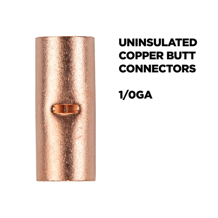 The Install Bay CUR1-0 Copper Uninsulated Butt Connector 1/0 Gauge Package of 10
