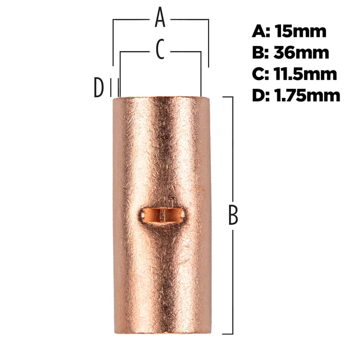 The Install Bay CUR1-0 Copper Uninsulated Butt Connector 1/0 Gauge Package of 10