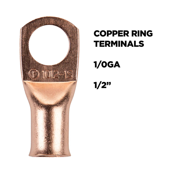 The Install Bay CUR1012 1/0 Gauge 1/2" Copper Ring Terminal (5/pack)