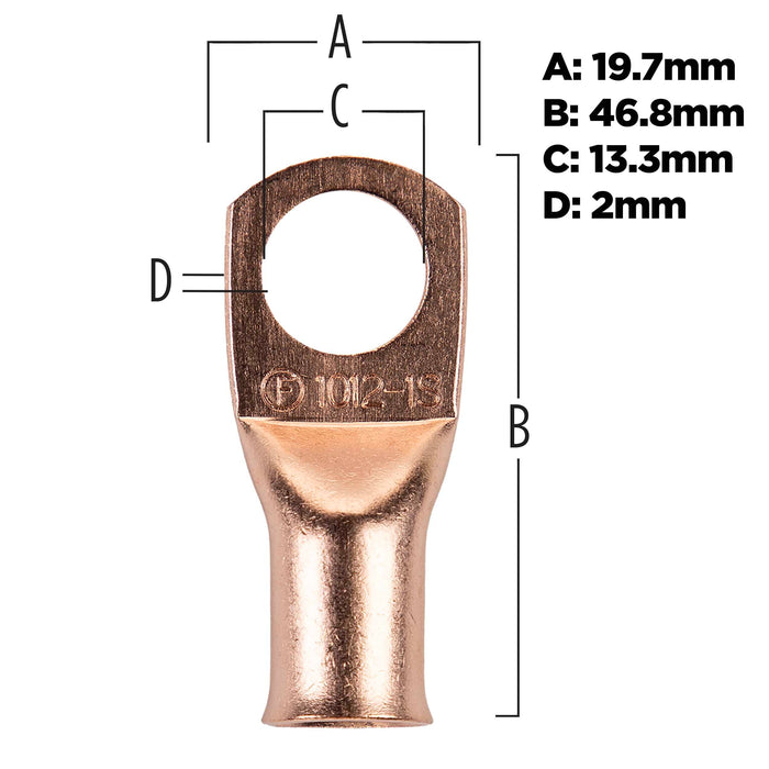 The Install Bay CUR1012 1/0 Gauge 1/2" Copper Ring Terminal (5/pack)
