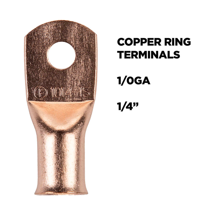 The Install Bay CUR1014 1/0 Gauge 1/4" Copper Ring Terminal (5/pack)